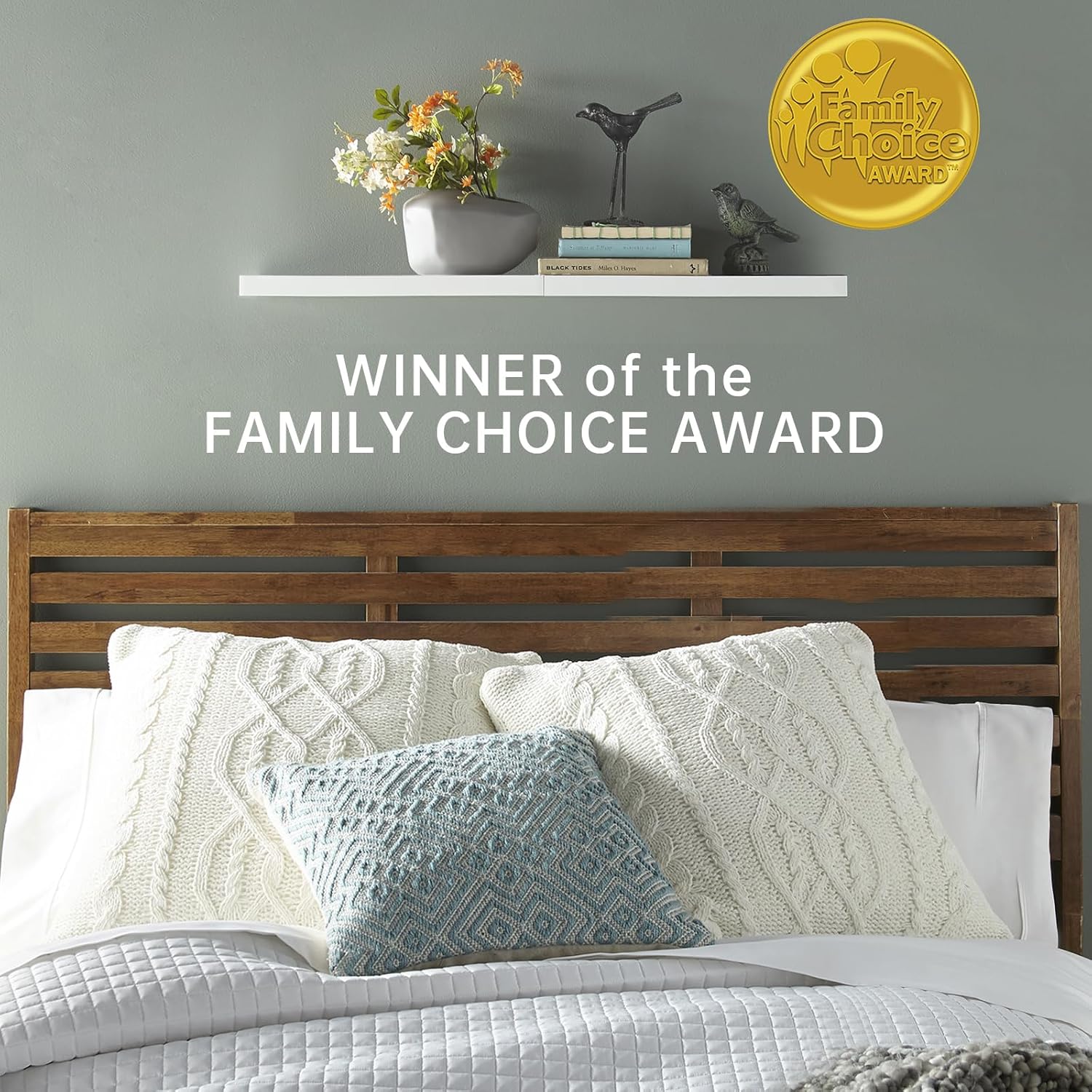 BAYKA Floating Shelves Set of 2, 22.5 Rustic Wood Wall Mounted Shelves for Bathroom, Bedroom, Living Room, Kitchen & Office, Hanging Display Shelf with 22 lbs Capacity (White)